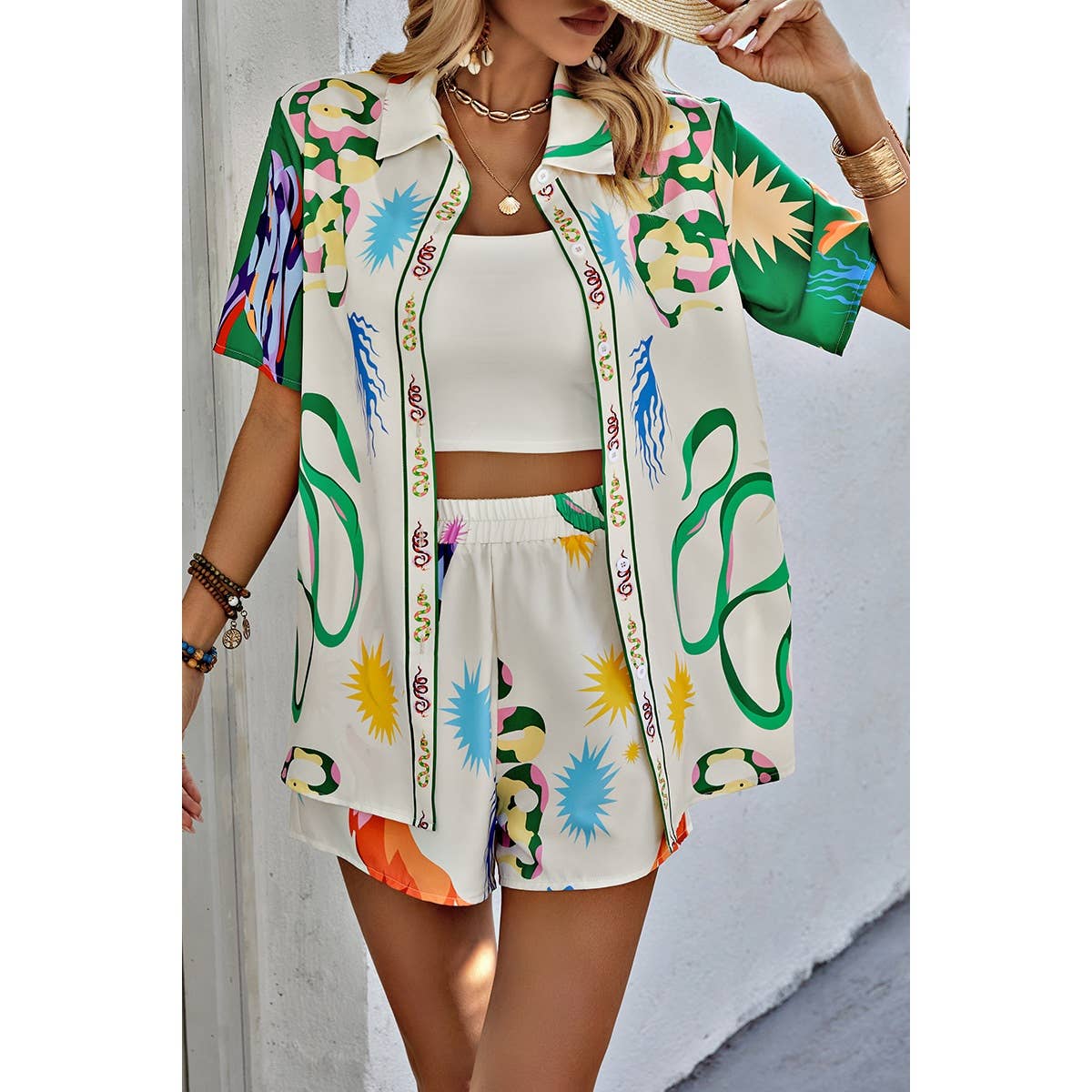 Elings Two Piece Allover Print Short Set