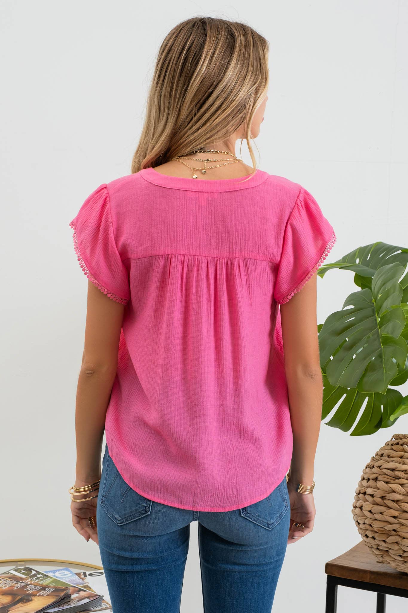 Blu Pepper Tassel Sleeve Blouse