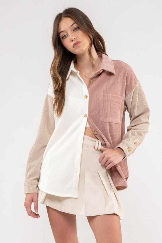 Blu Pepper Colorblock Corduroy Jacket