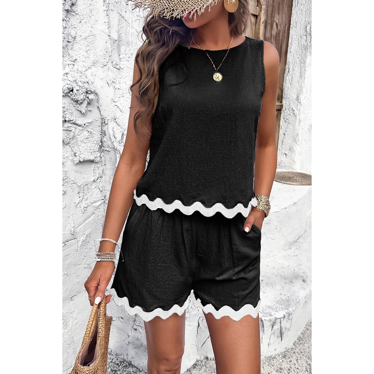 Elings Two Piece Sleeveless Short Sets