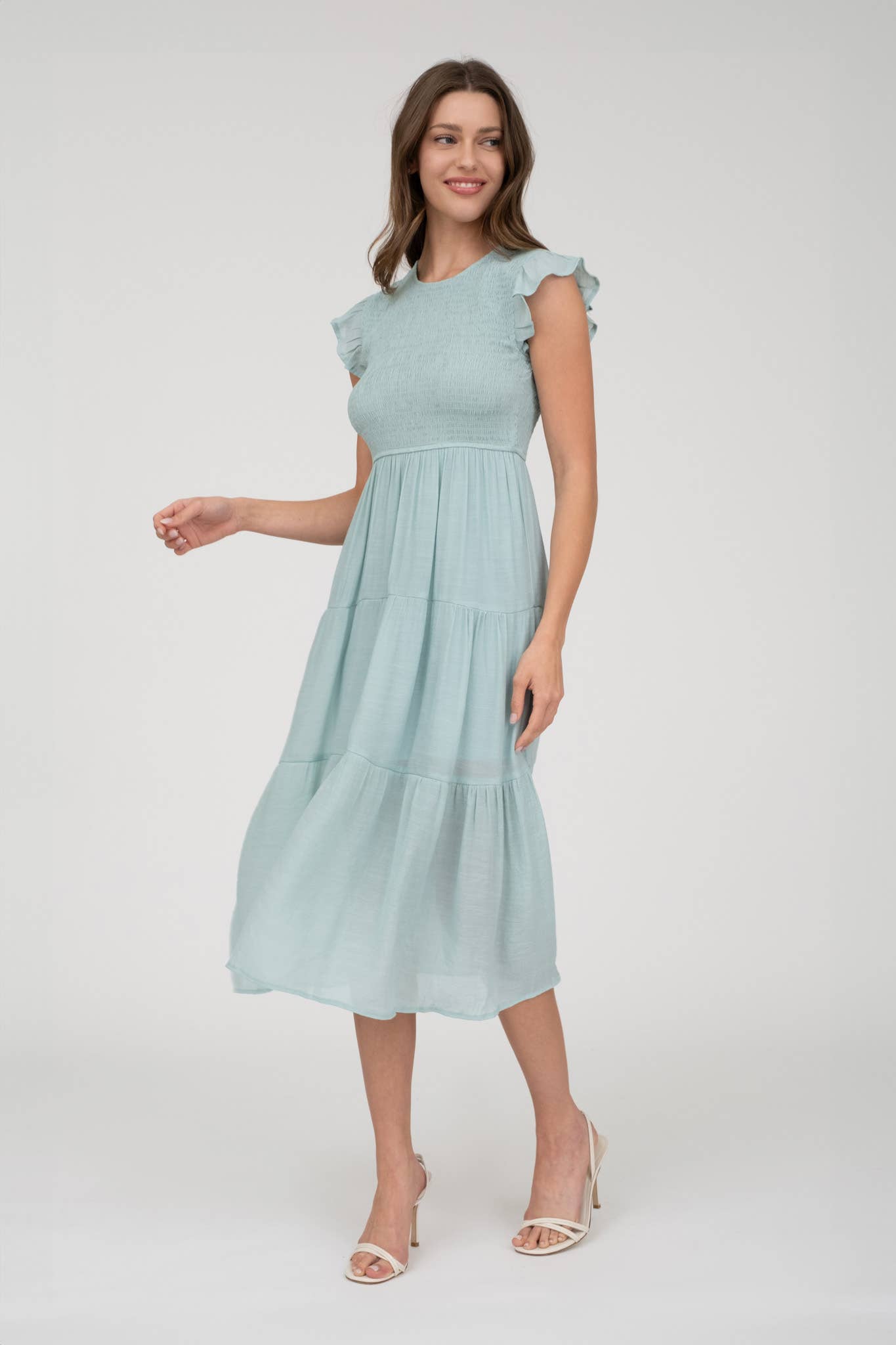 Blu Pepper Smocked Tiered Midi Dress