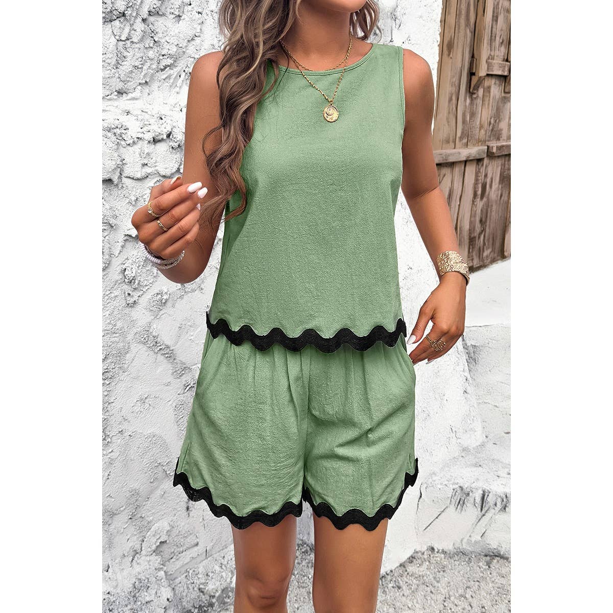 Elings Two Piece Sleeveless Short Sets