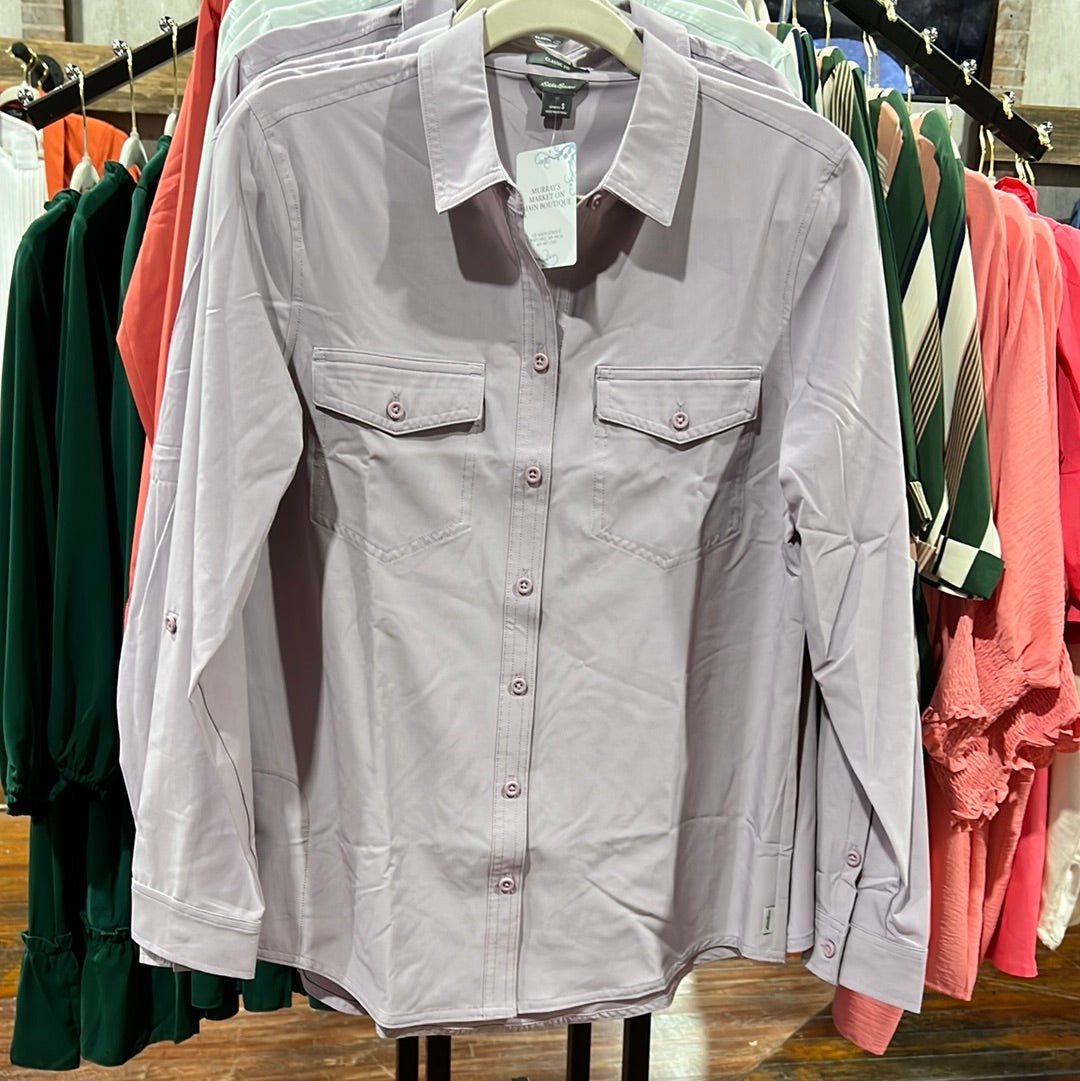 Eddie Bauer Lilac Long Sleeve Blouse