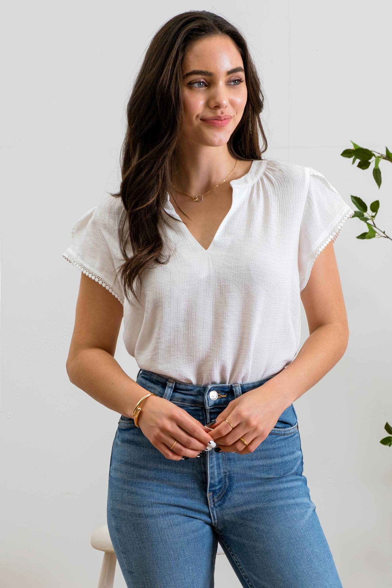 Blu Pepper Tassel Sleeve Blouse