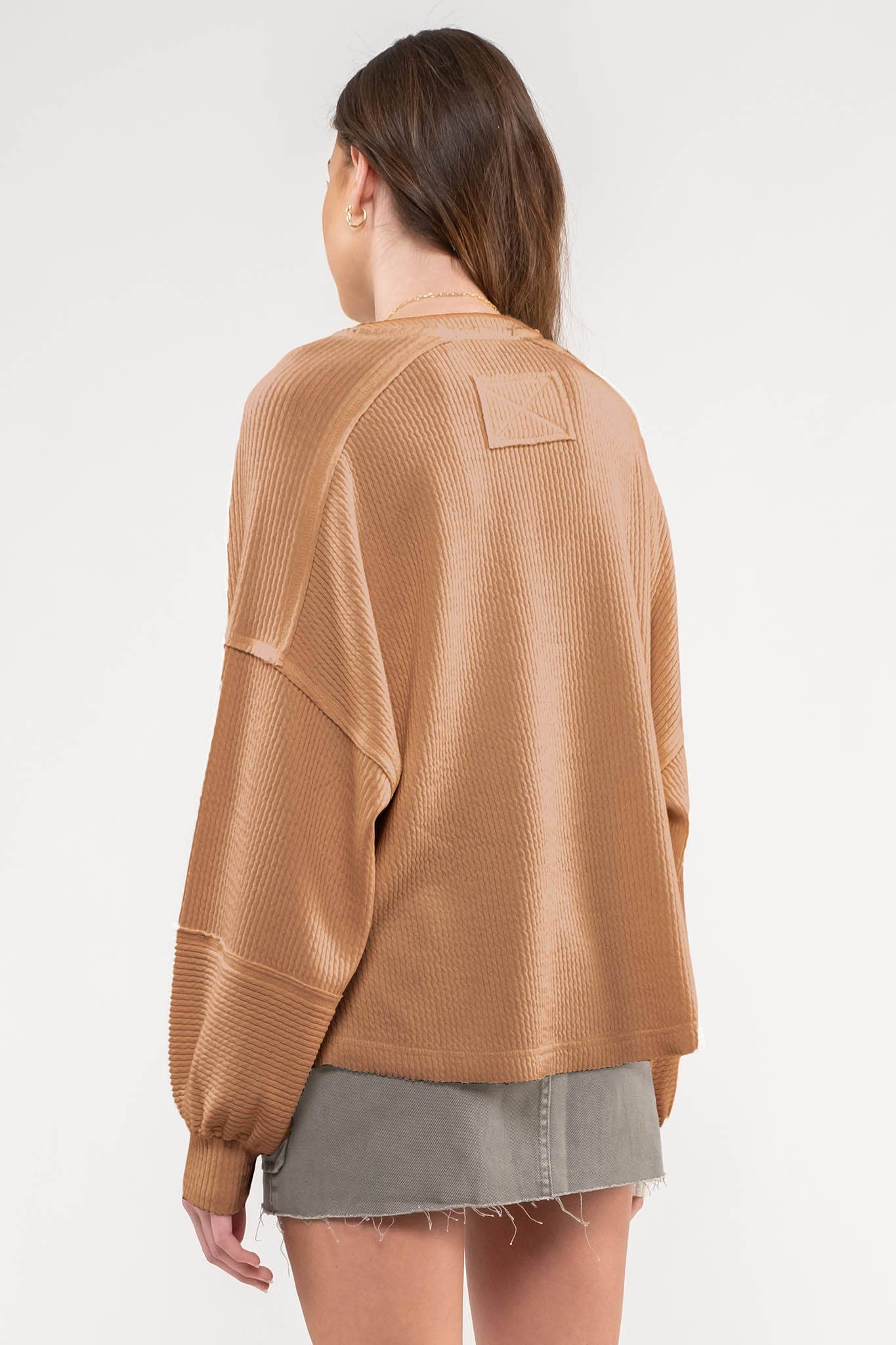 Blu Pepper Relaxed Rib Knit Henley Top