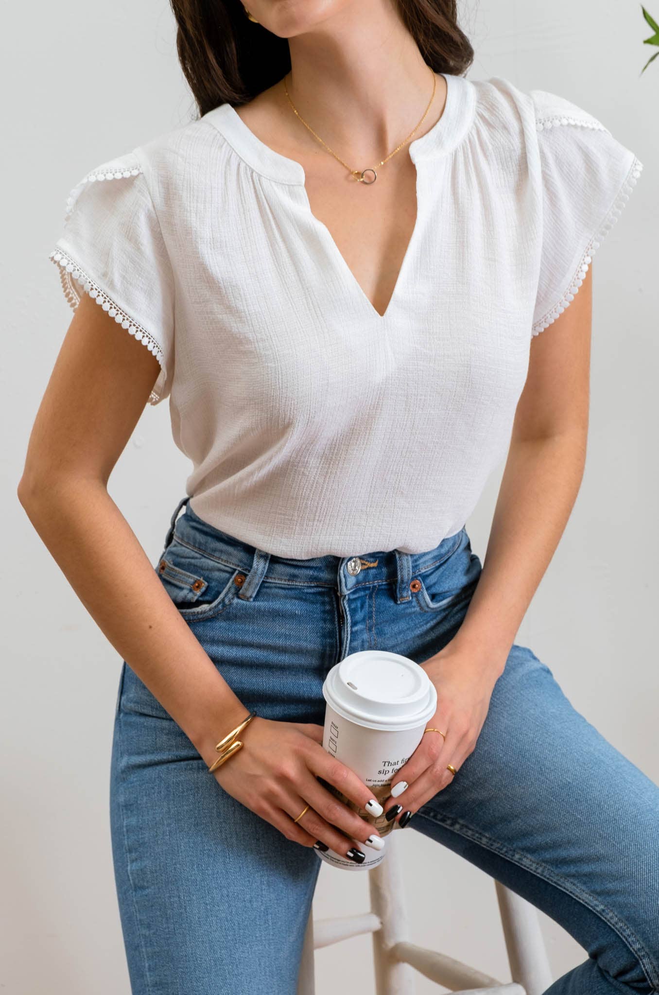 Blu Pepper Tassel Sleeve Blouse