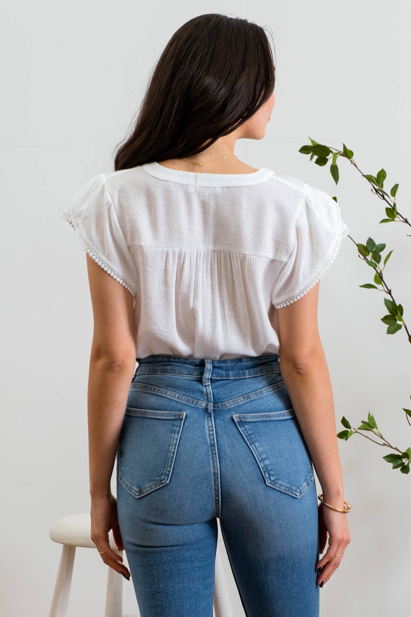 Blu Pepper Tassel Sleeve Blouse