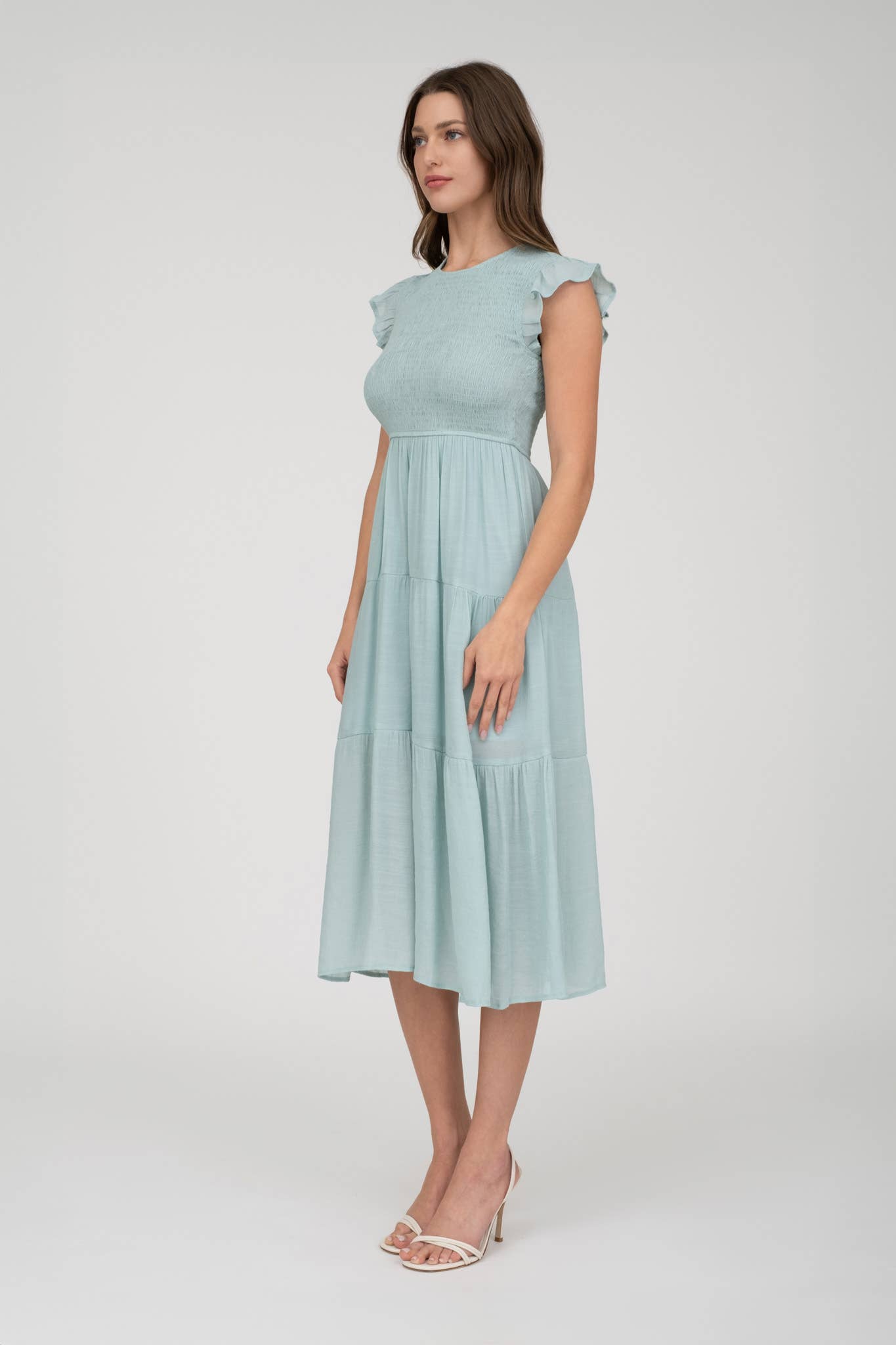 Blu Pepper Smocked Tiered Midi Dress
