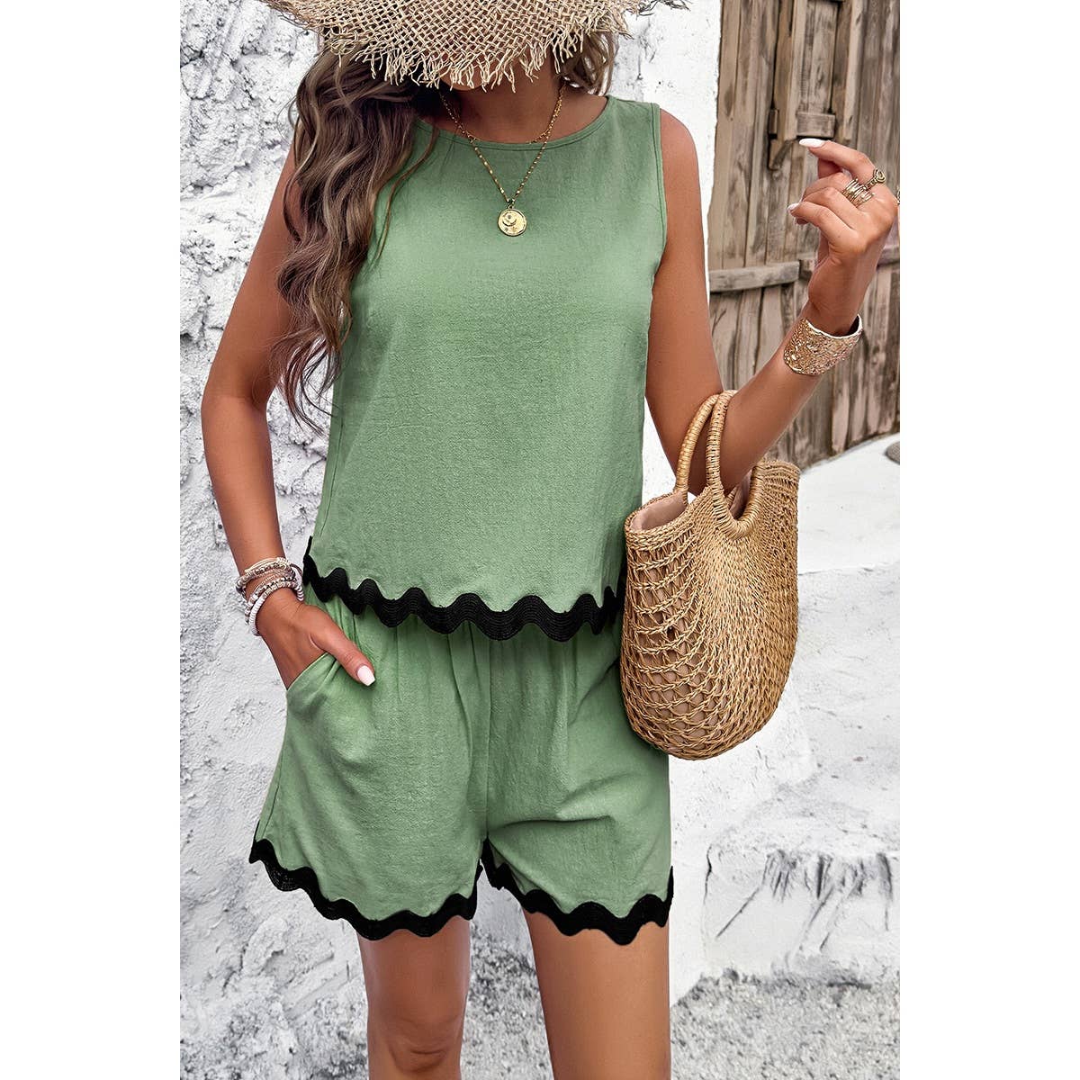 Elings Two Piece Sleeveless Short Sets