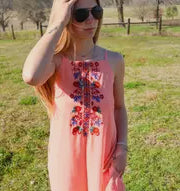 Merigold Kiss Jumper Peach Embroidery