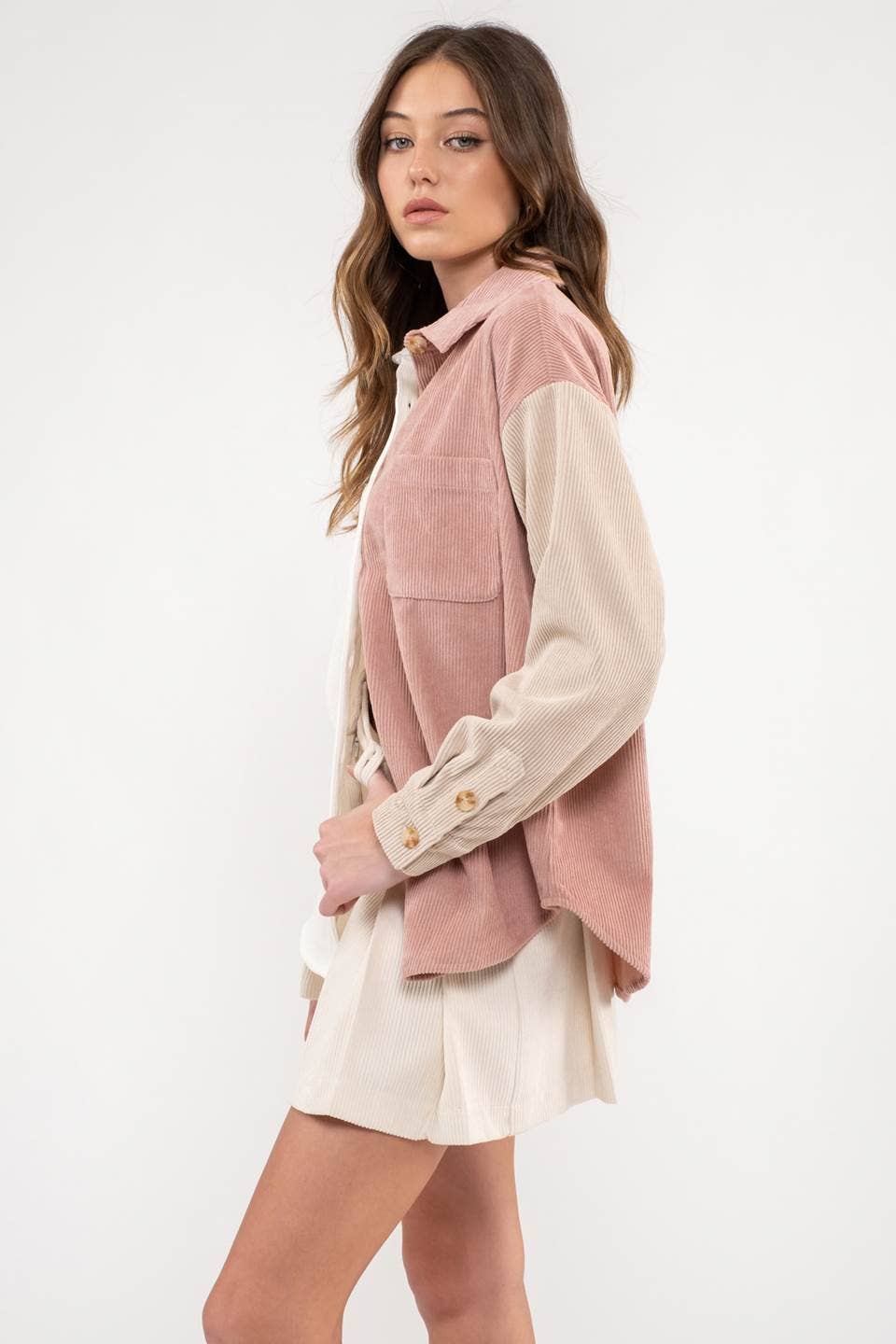 Blu Pepper Colorblock Corduroy Jacket