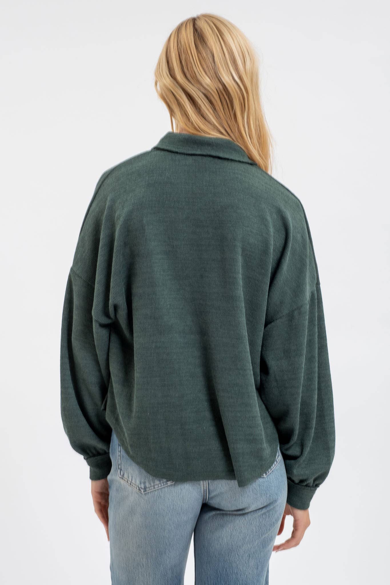 Blu Pepper Collared Raw Edge Knit Top