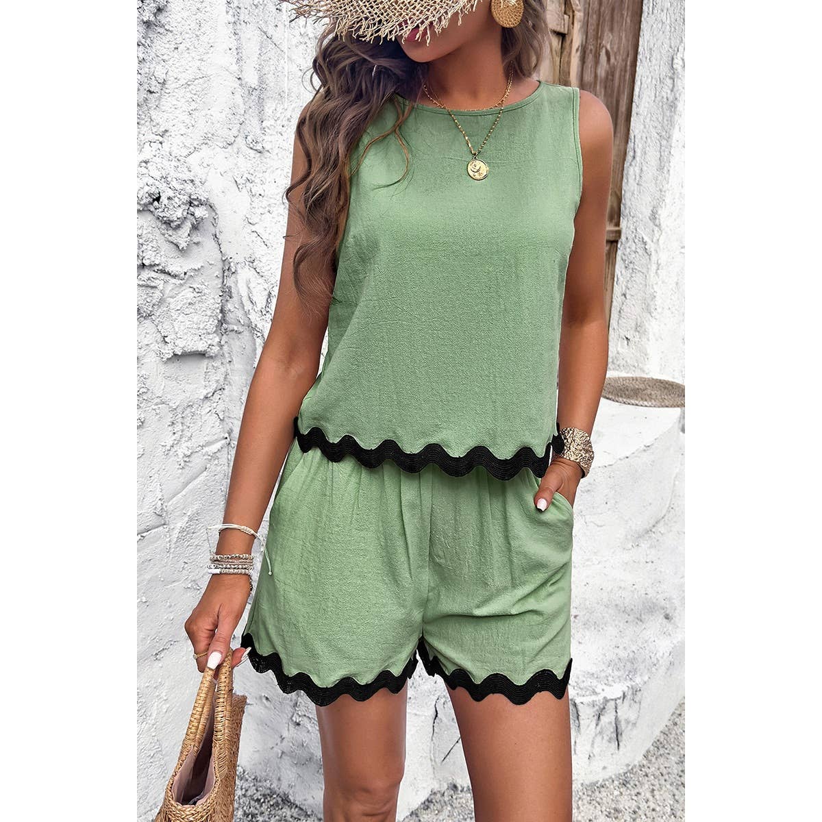 Elings Two Piece Sleeveless Short Sets