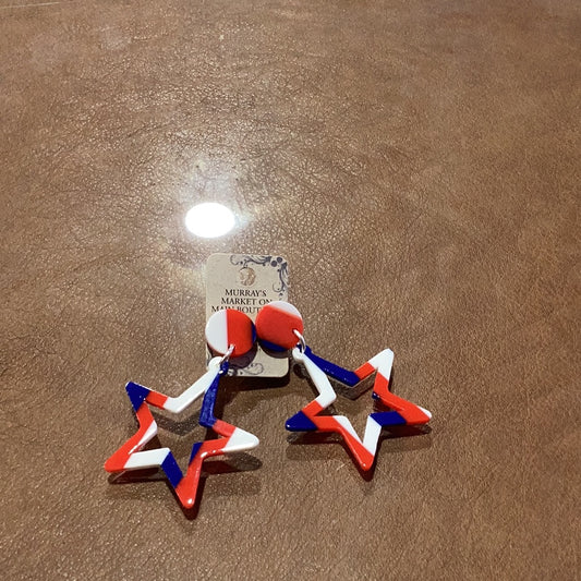Star Red White Blue Earrings