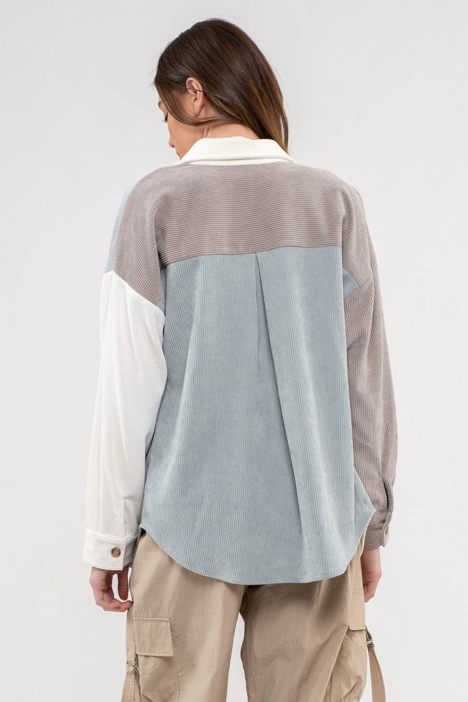 Blu Pepper Colorblock Corduroy Jacket