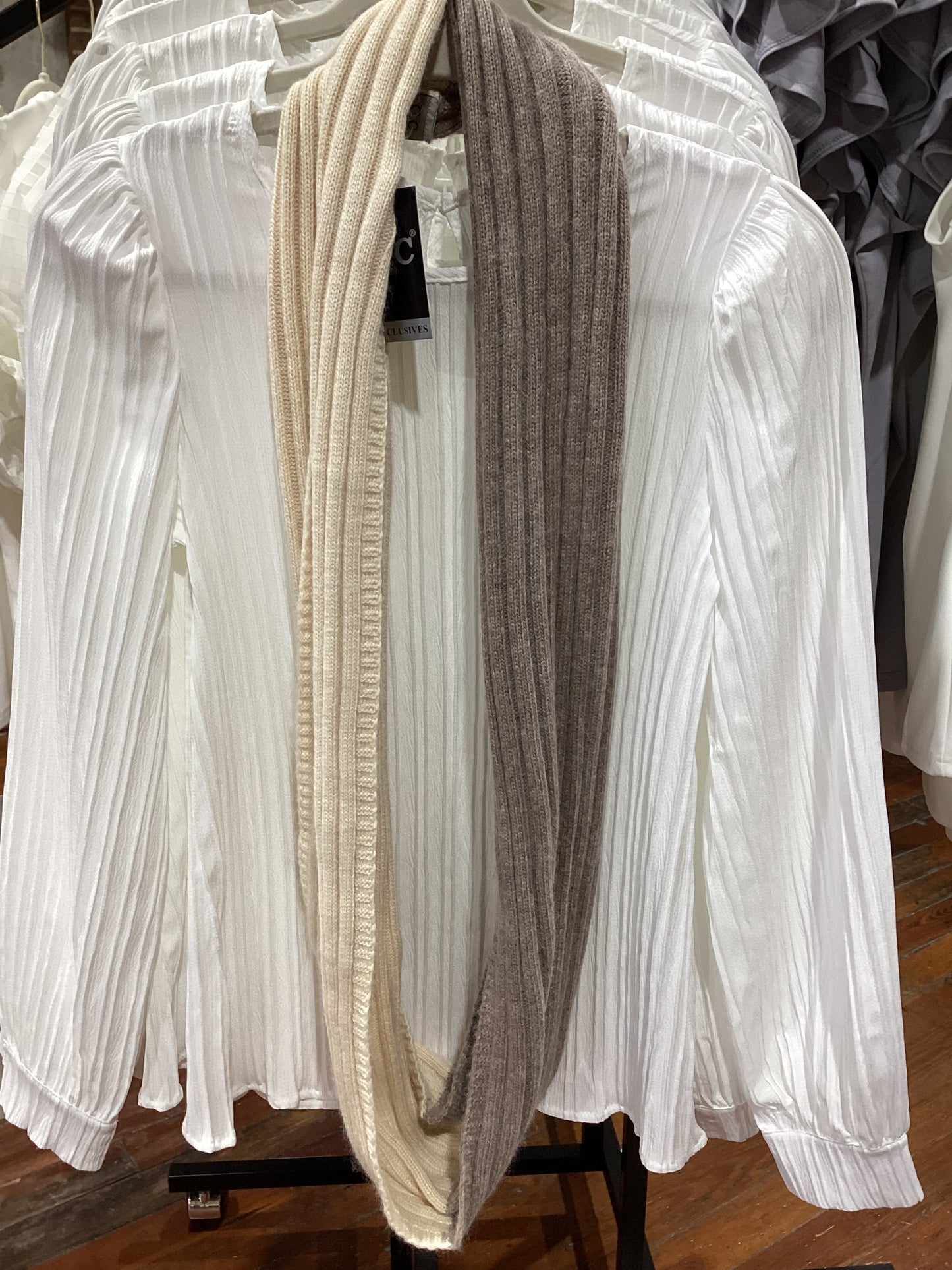 CC Two-Toned Ribbed Knit Infinity Scarf