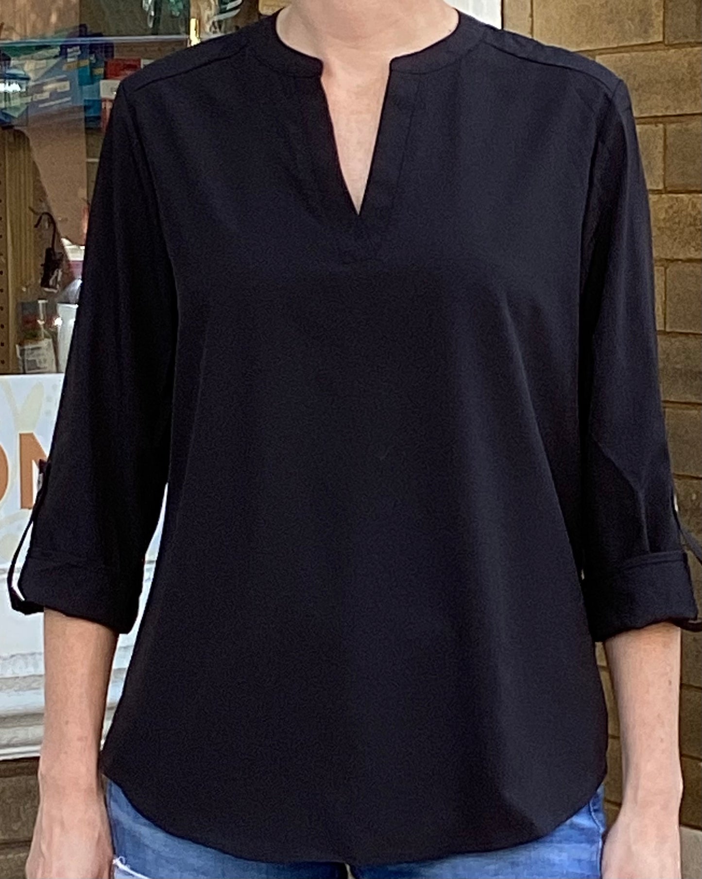 Chiffon V-Neck Blouse(Black,Brown,Red,Navy)