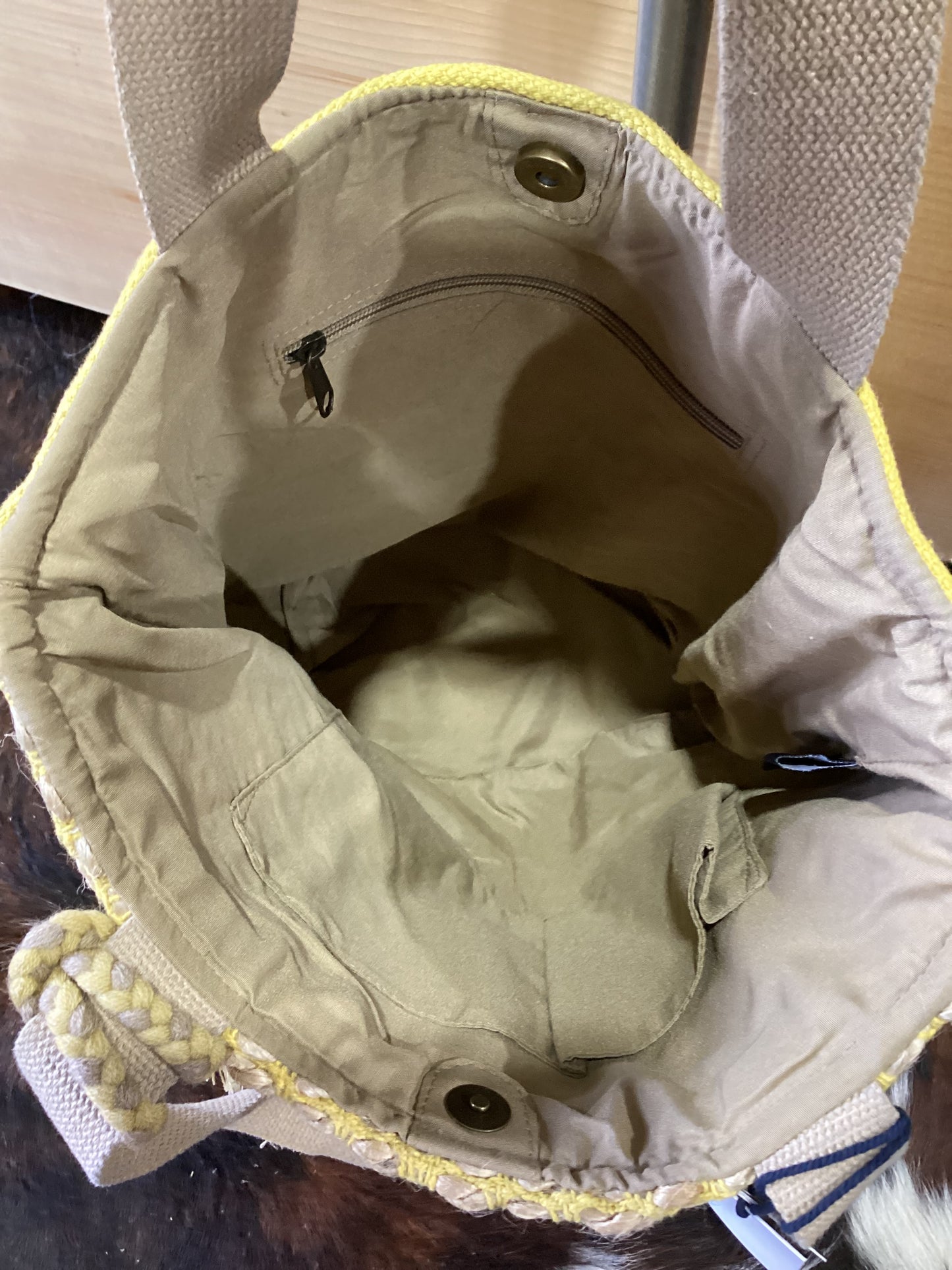 Chloe & Lex Jute Yellow Tote Bag