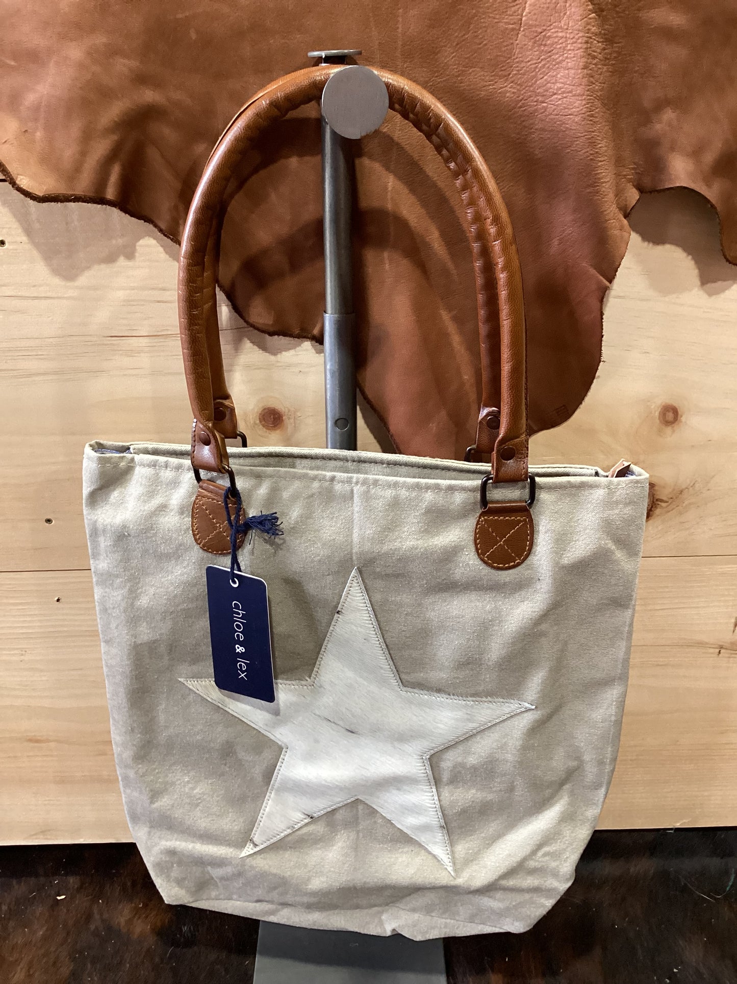 Chloe & Lex Hide Star Canvas Tote