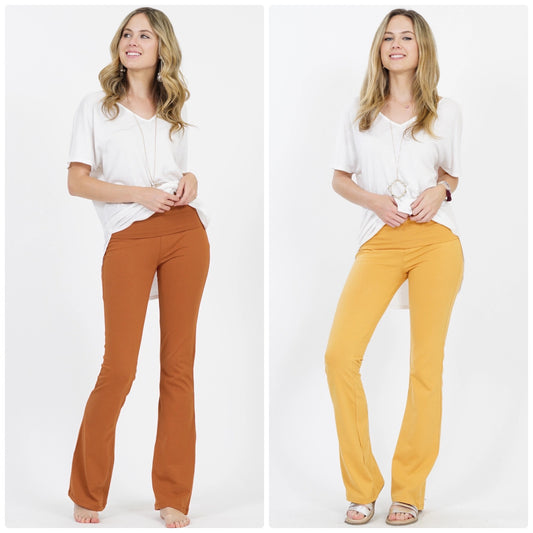 Cotton Fold Over Yoga Flare Pants
