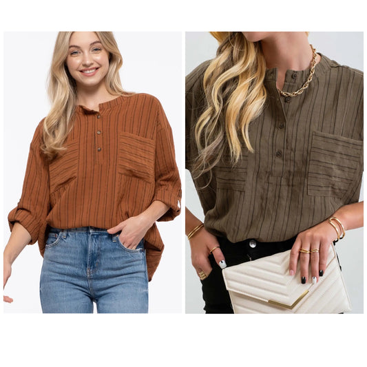 Mine Vertical Striped Long Sleeve with Pockets