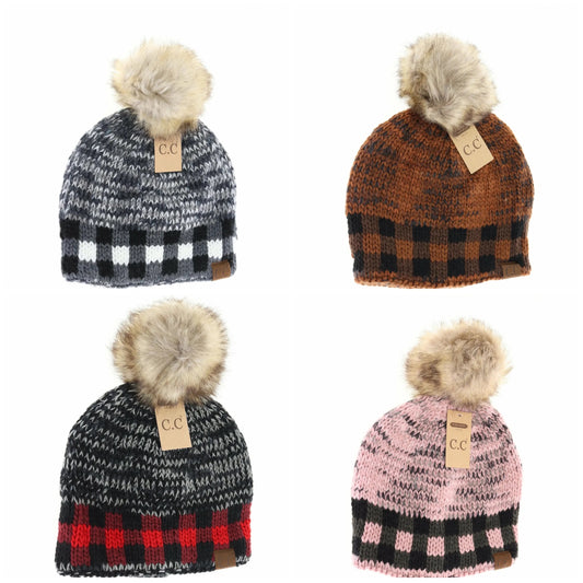 CC Beanie Buffalo Print Pom Hat