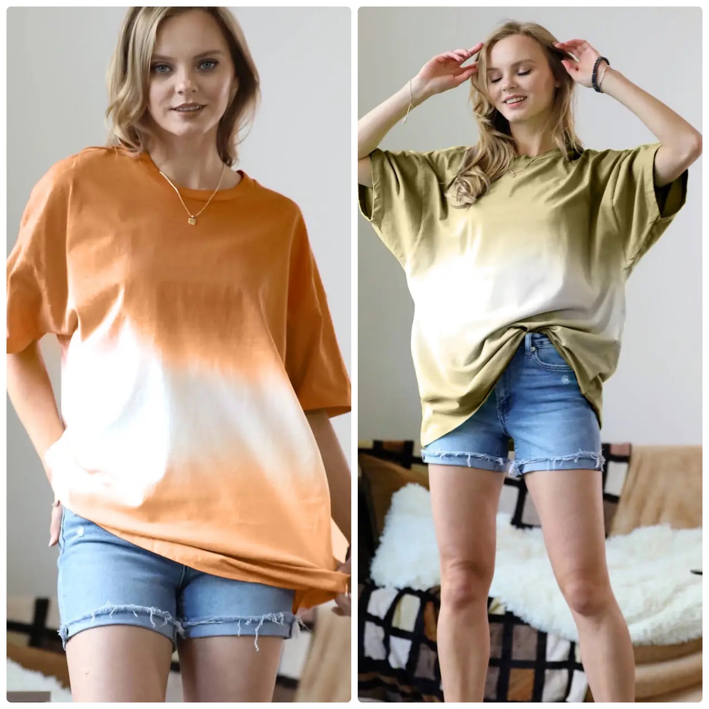 Zenana Dip Dye Oversized Boyfriend Shirt