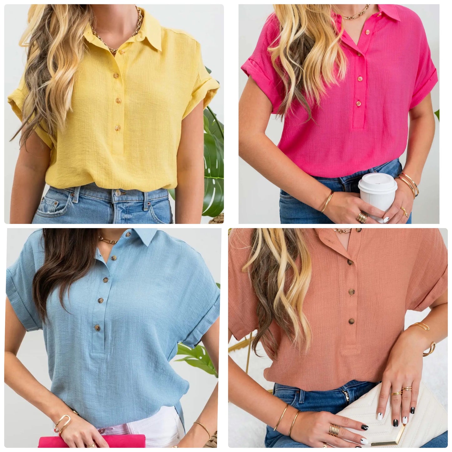 Mine/Blu Pepper Mid Button Down Woven Top
