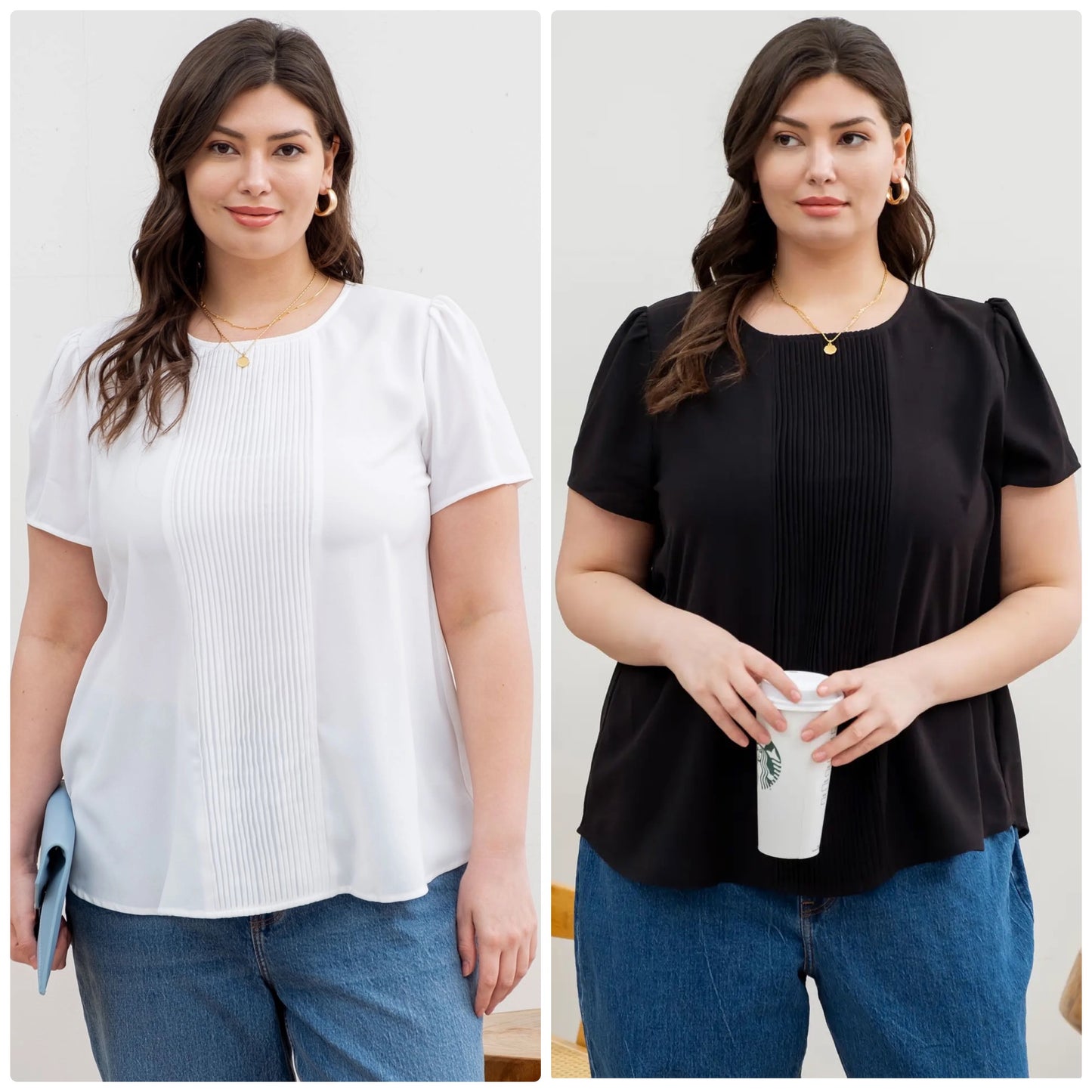 Perch Plus Pleated Front Woven Top