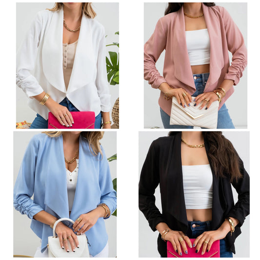 Mine 3/4 Rouched Sleeve Blazer