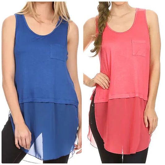 Ellie & Kate Sheer Hem Sleeveless Tunic