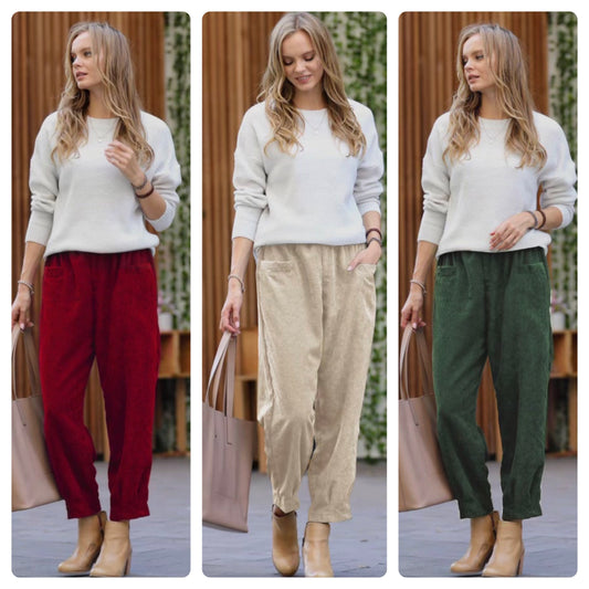 Corduroy Front Pocket Baggy Pants
