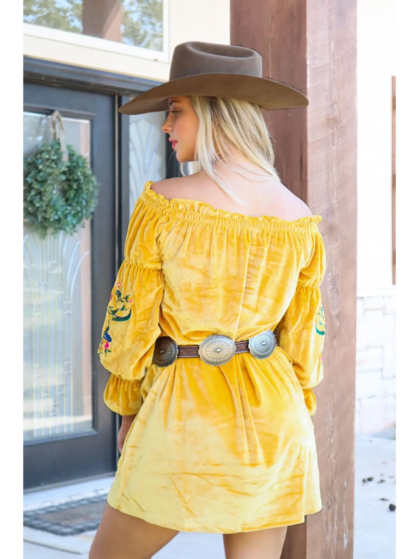 Embroidered Velvet Tunic Dress