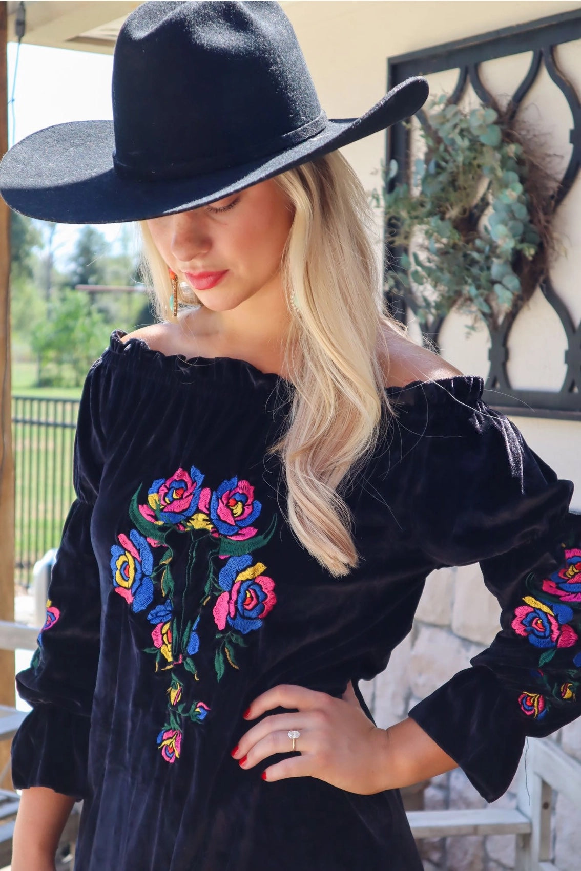Embroidered Velvet Tunic Dress
