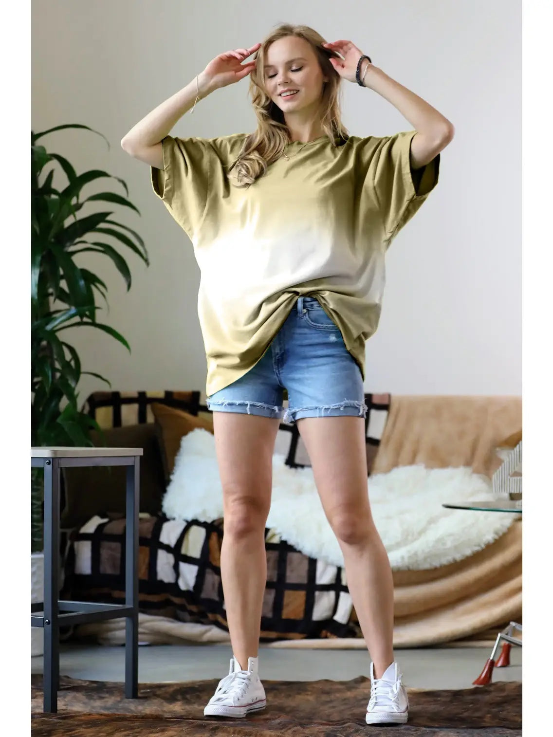 Zenana Dip Dye Oversized Boyfriend Shirt