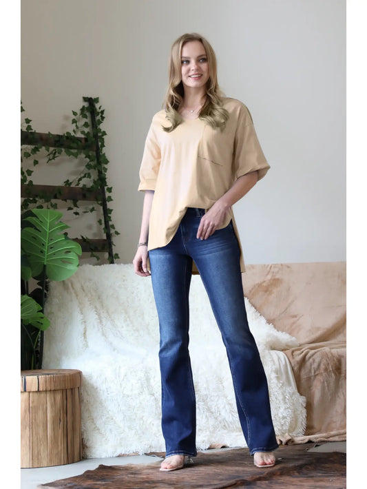 Front Pocket Boyfriend Tee with Side Slit