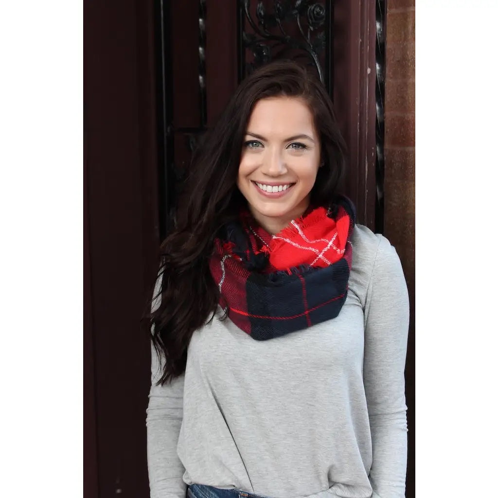 Red Plaid Infinity Scarf