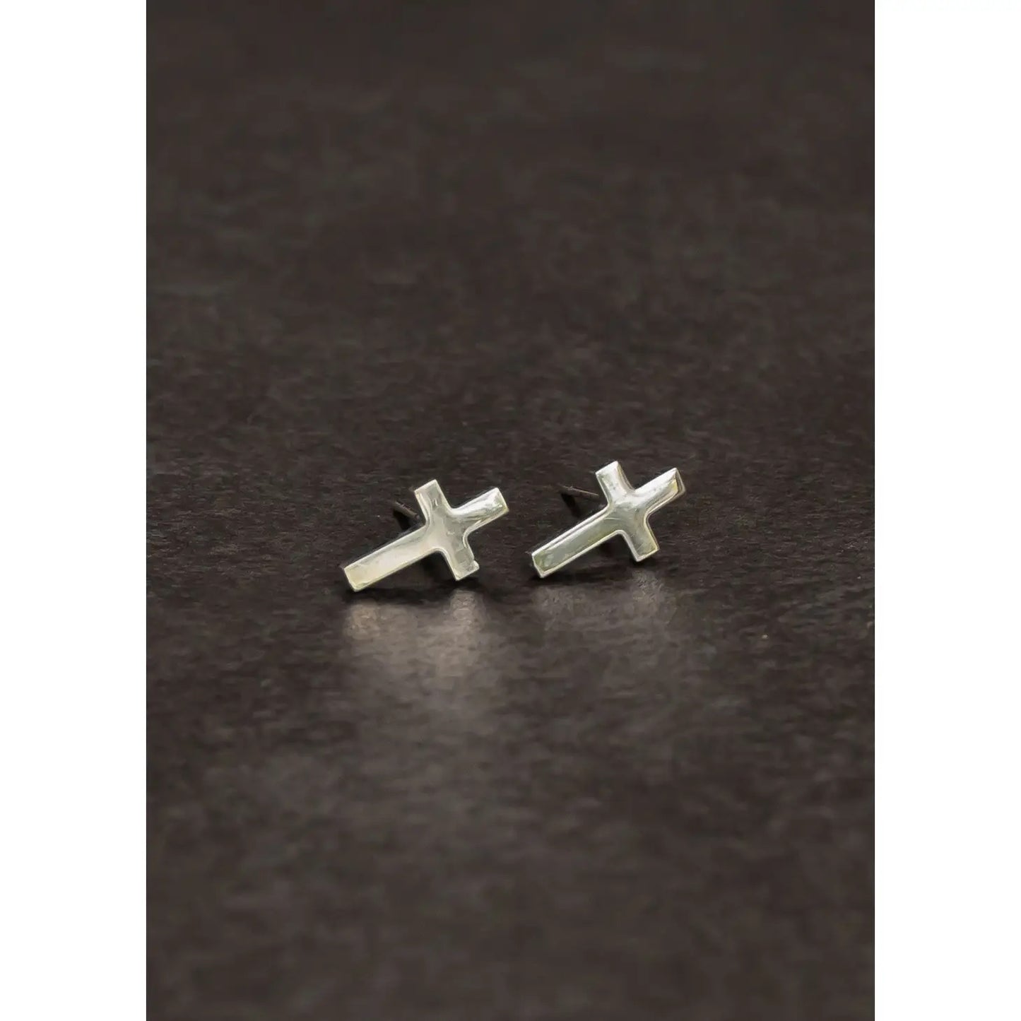 Silver Cross Stud Earrings