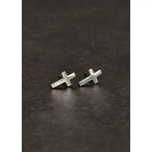 Silver Cross Stud Earrings