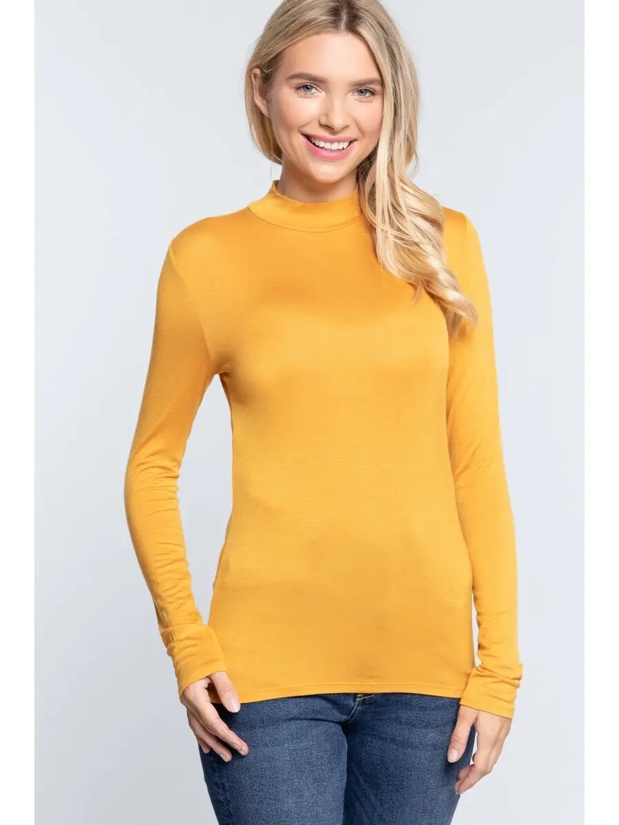 Long Sleeve Mock Neck Fitter Rayon Shirt