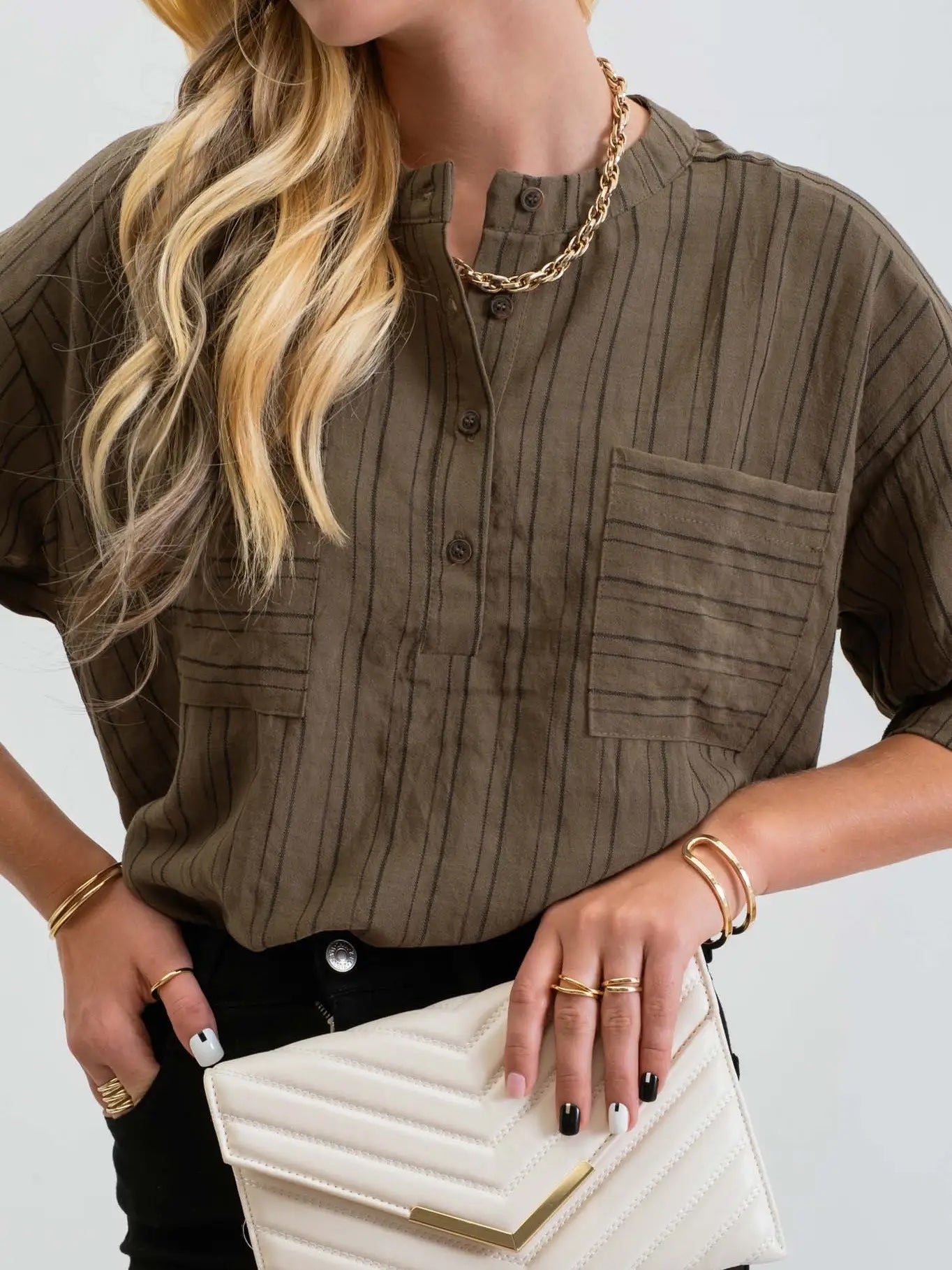 Mine Vertical Striped Long Sleeve with Pockets