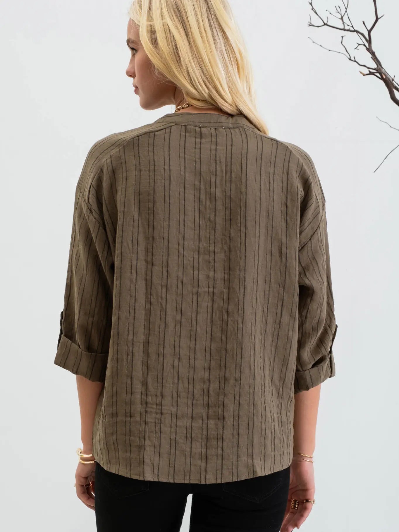 Mine Vertical Striped Long Sleeve with Pockets