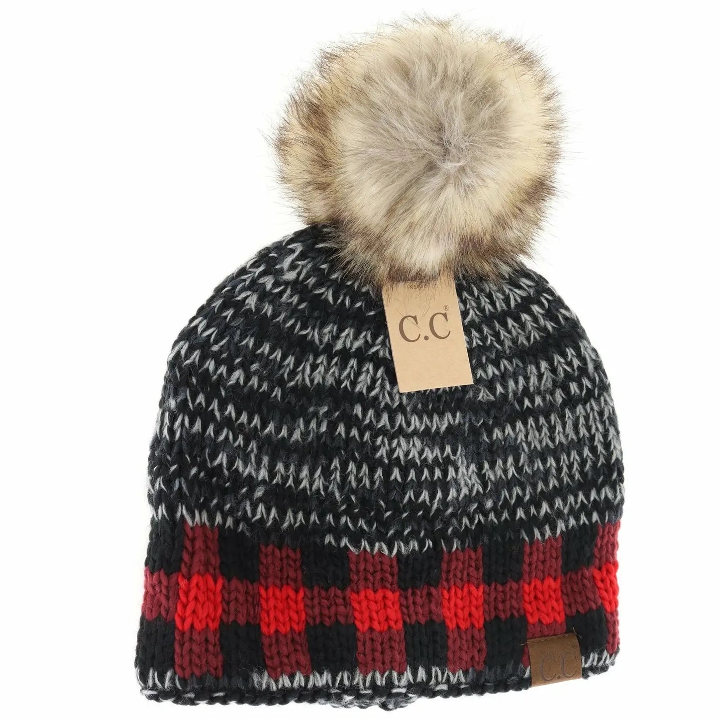 CC Beanie Buffalo Print Pom Hat