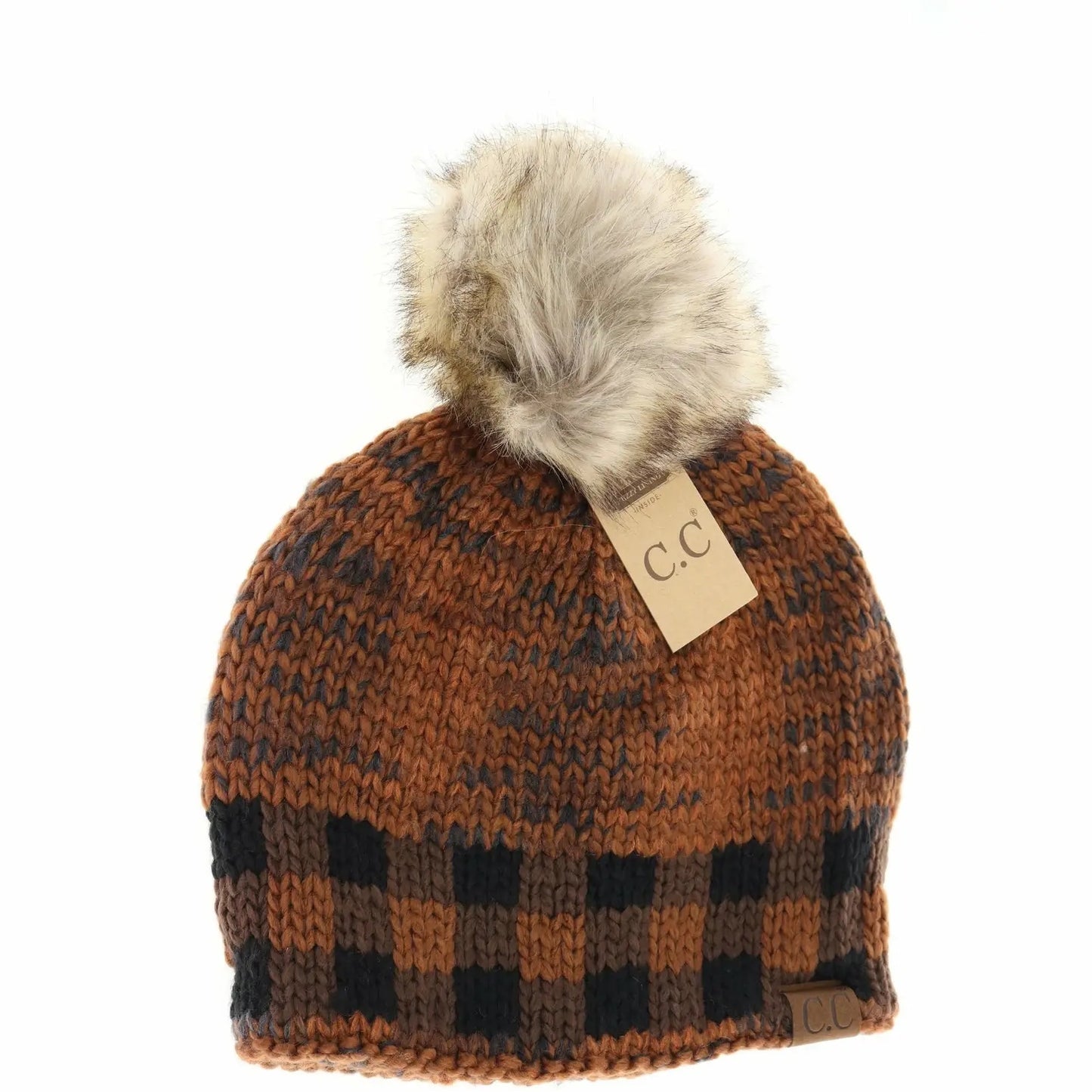 CC Beanie Buffalo Print Pom Hat
