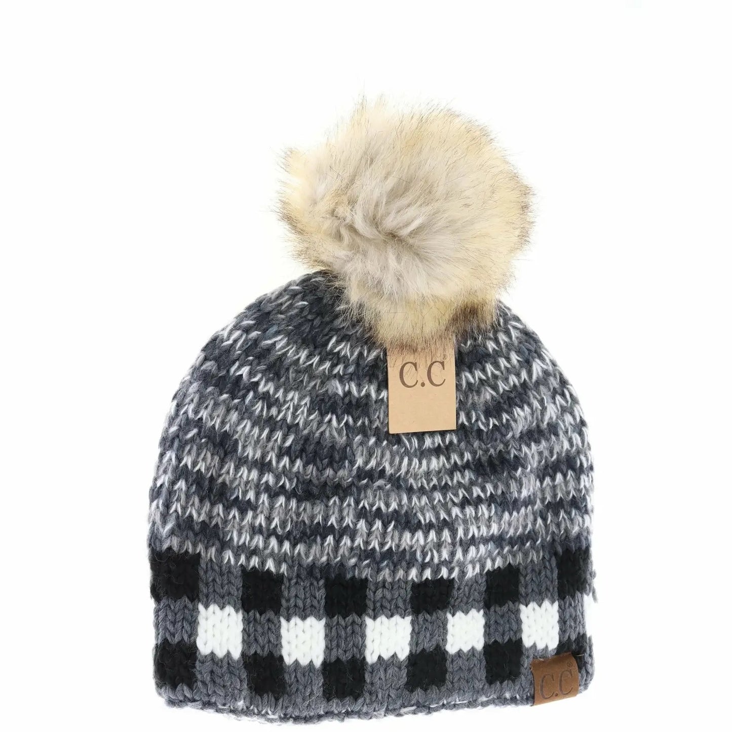 CC Beanie Buffalo Print Pom Hat