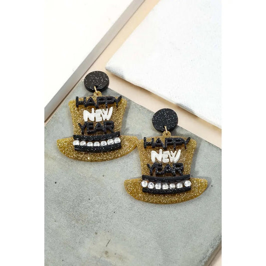 Happy New Year Hat Earrings
