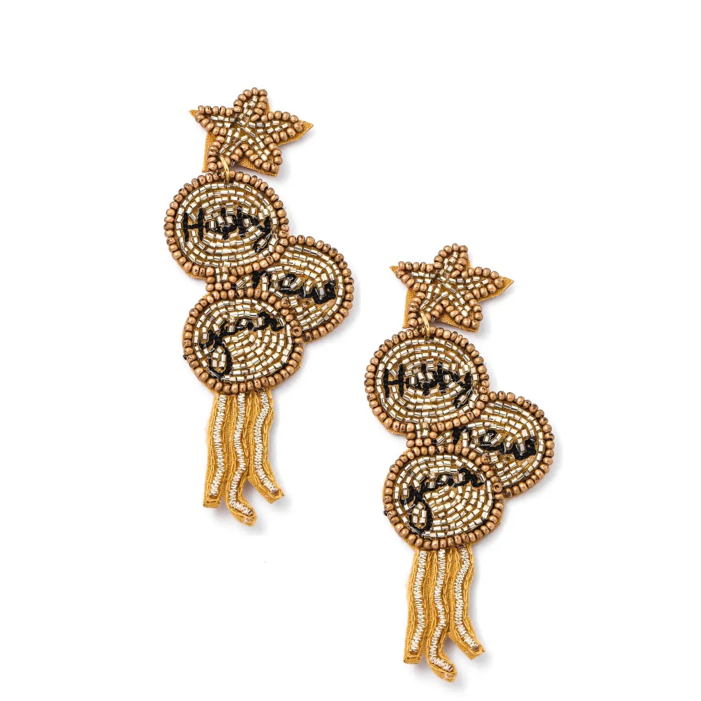 Happy New Years Beaded Earrings