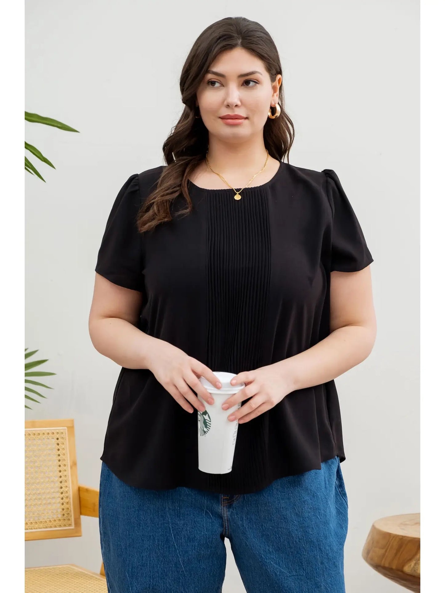 Perch Plus Pleated Front Woven Top