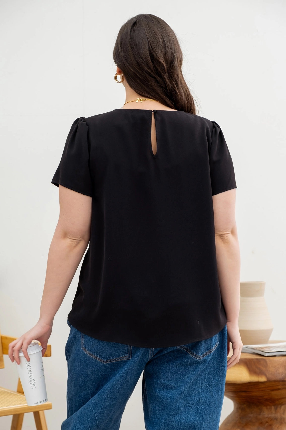 Perch Plus Pleated Front Woven Top
