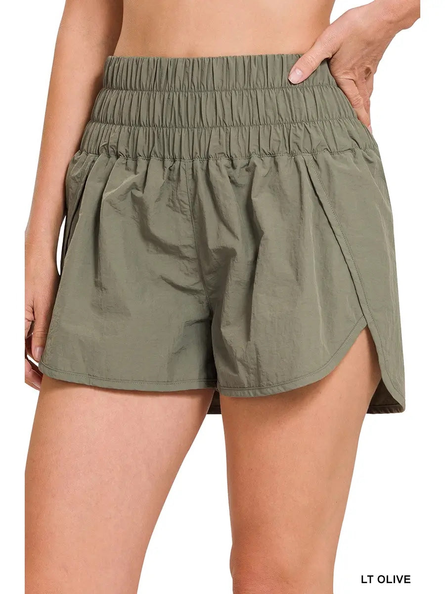 Zenana Windbreaker Running Shorts